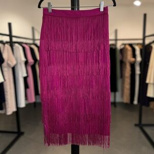 Aomei Fringe Midi Skirt in Fuchsia - Women Skirts